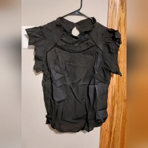 SHEIN Black Ruffled Blouse